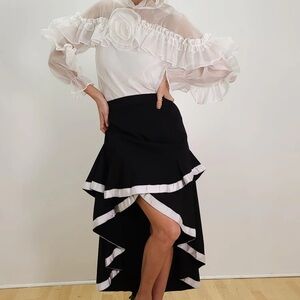 Elegant Black Ruffled Skirt